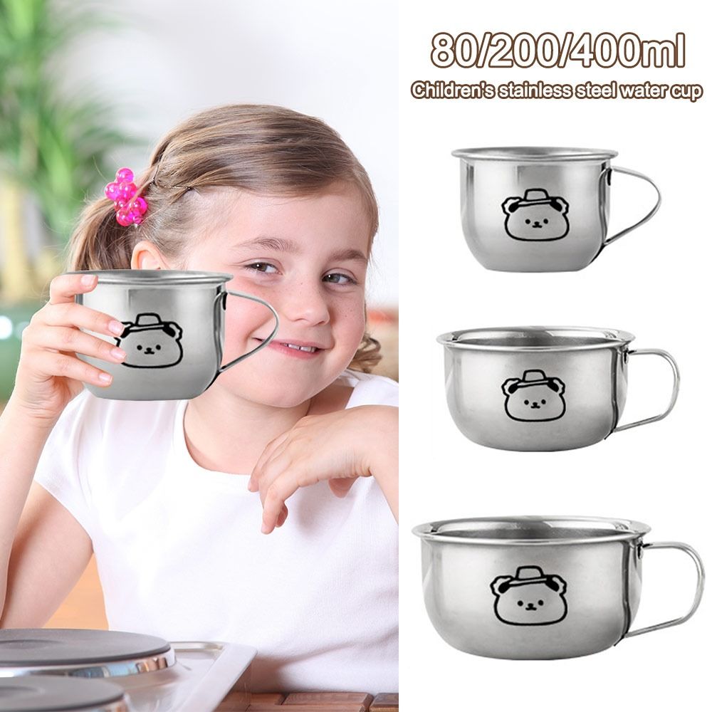 Coffee Tea & Jane - แก้วน้ำสำหรับเด็ก ขนาด 80/200/400 มล. ลายหมี ทำจากสแตนเลส