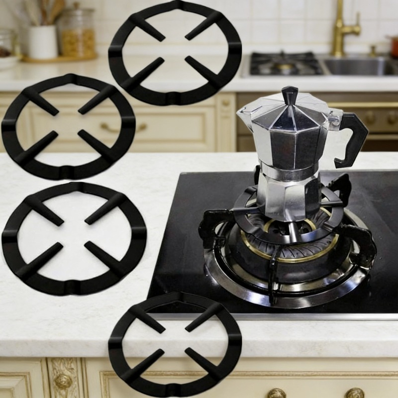Moka Pot Stove - ขาตั้งเตาแก๊สเหล็ก 4 ชิ้น สำหรับหม้อกาแฟโมก้า แหวนรองรับเตาแก๊ส สำหรับหม้อกาแฟขนาดเล็ก
