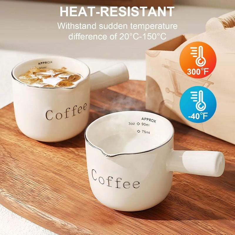 Coffee Tea With Milk - ถ้วยกาแฟเซรามิกขนาดเล็กพร้อมหูจับ ปากถ้วยรูปตัว V ถ้วยนม ถ้วยผสมลาเต้ ถ้วยตวงเอสเพรสโซ