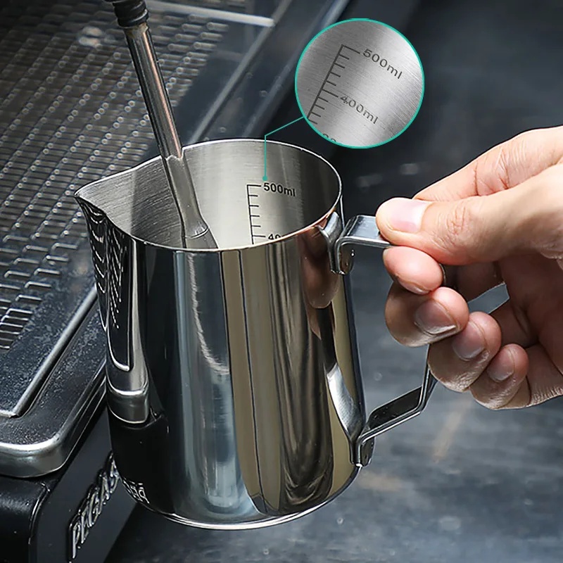 เหยือกตีฟองนมสแตนเลสพร้อมสเกล  - Barista Milk Jug บทวิจารณ์และราคา