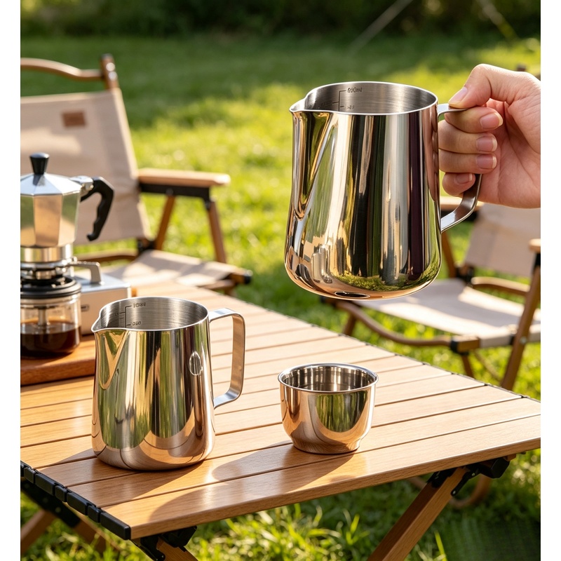 เหยือกตีฟองนมสแตนเลสพร้อมสเกล  - Barista Milk Jug บทวิจารณ์และราคา