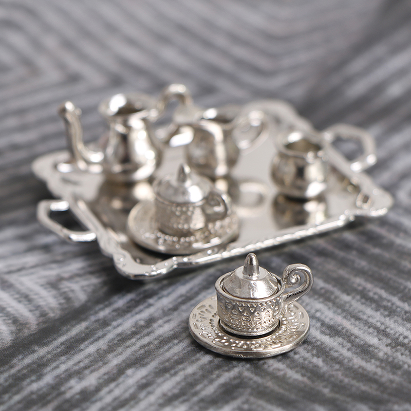 -ชุดถาดชา-กาแฟโลหะสีเงินขนาดเล - Coffee Tea And Sugar Set บทวิจารณ์และราคา