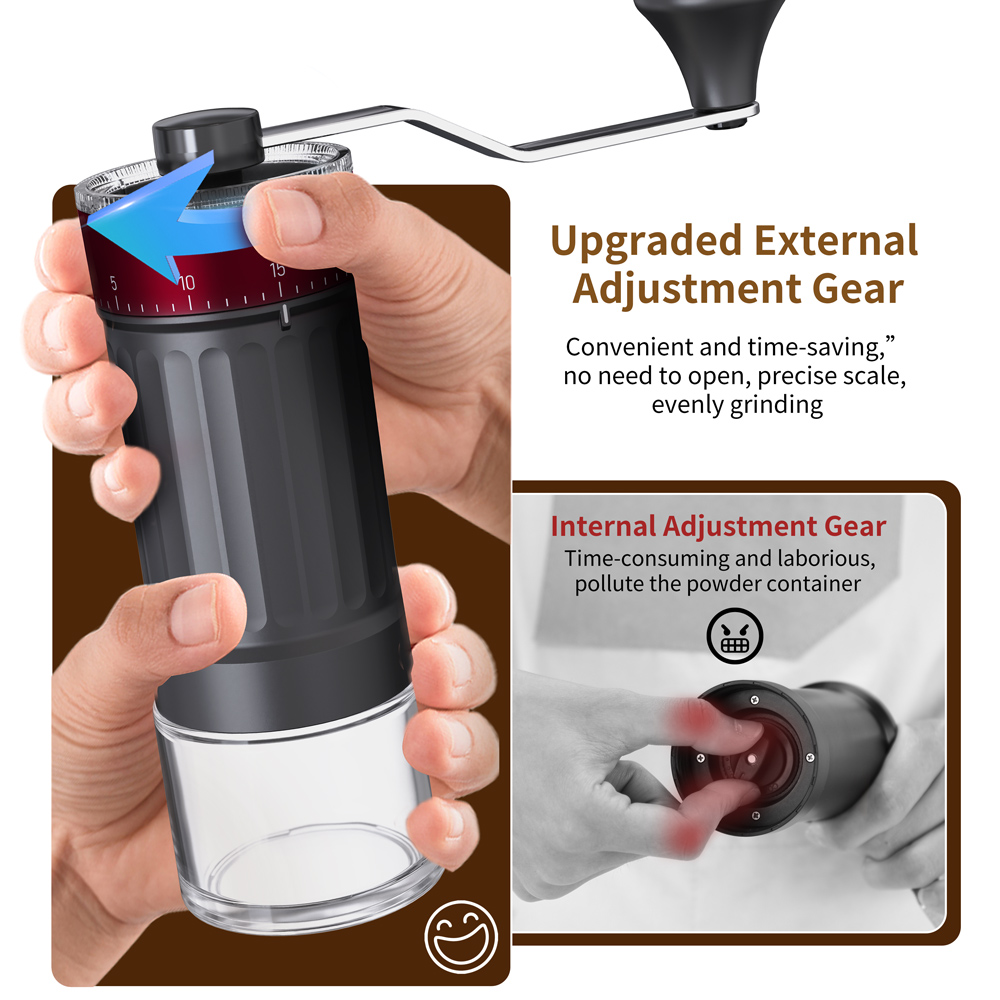 เครื่องบดกาแฟแบบมือหมุนพร้อมใบ - Burr Hand Grinder บทวิจารณ์และราคา